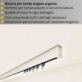 Binario per Tende, Singolo, color Argento, a Soffitto – Misure Personalizzate, Design Moderno e Funzionale — Foto