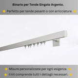 Binario per Tende, Singolo, color Argento, a Parete – Misure Personalizzate, Design Moderno ed Elegante — Foto
