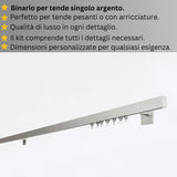 Binario per Tende, Singolo, color Argento, a Parete – Misure Personalizzate, Design Moderno ed Elegante — Foto