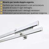 Binario Doppio per Tende, color Argento, a Parete – Misure Personalizzate, Design Elegante e Funzionale — Foto