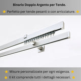 Binario Doppio per Tende, color Argento, a Parete – Misure Personalizzate, Design Elegante e Funzionale — Foto