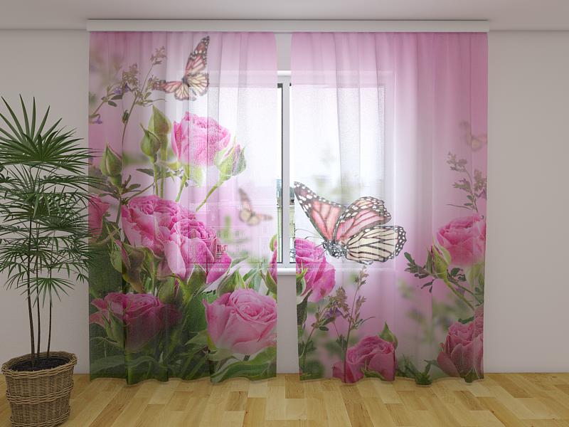 Foto Tende Farfalle e Rose Rosa
