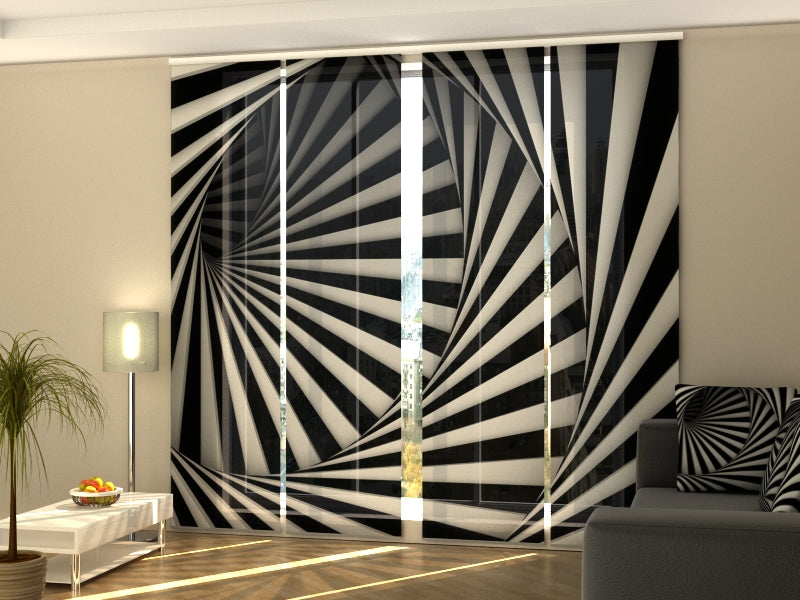 Set di 4 Tende a Pannello Spirale in Bianco e Nero — Foto