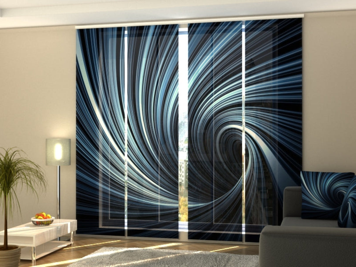 Set di 4 Tende a Pannello Vortice Astratto Blu — Foto