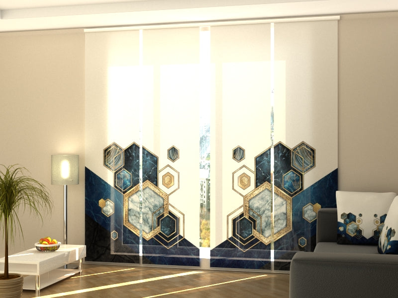 Set di 4 Tende a Pannello Mosaico di Marmo Blu — Foto