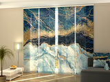 Set di 4 Tende a Pannello Marmo Blu con Glitter Dorati — Foto