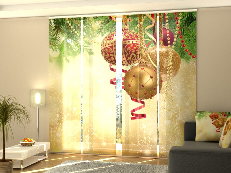 Set di 4 Tende a Pannello Bagliore Dorato di Natale — Foto