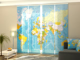 Set di 4 Tende a Pannello Mappa Dettagliata del Mondo — Foto