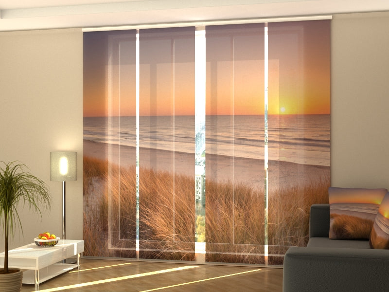 Set di 4 Tende a Pannello Dune e Spiaggia al Tramonto nei Paesi Bassi — Foto