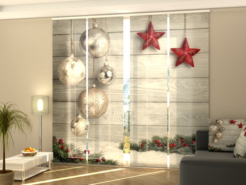 Set di 4 Tende a Pannello Eleganti Decorazioni Natalizie — Foto