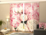Set di 4 Tende a Pannello Eleganti Peonie Rosa — Foto