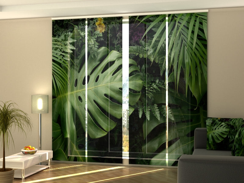 Set di 4 Tende a Pannello Foglie Tropicali Verdi — Foto