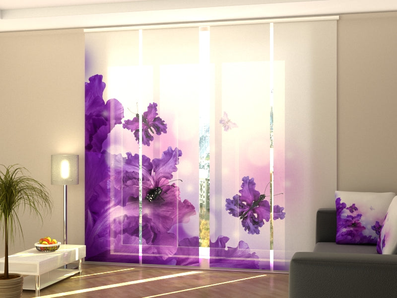 Set di 4 Tende a Pannello Farfalle Viola Magiche — Foto
