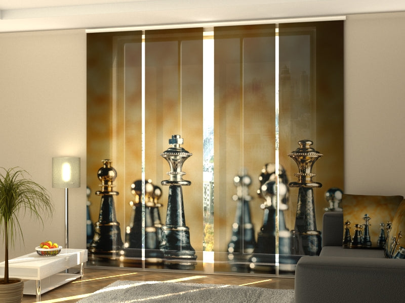 Set di 4 Tende a Pannello Scacchi Metallici — Foto