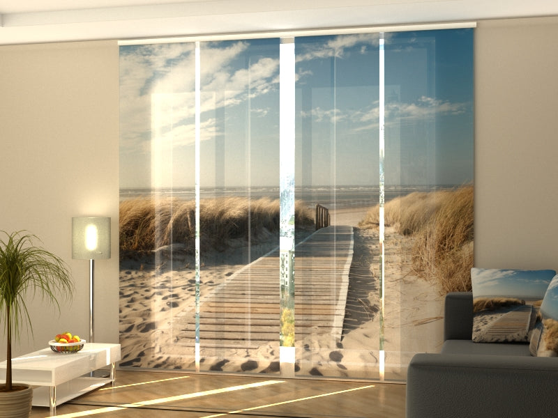 Set di 4 Tende a Pannello Spiaggia del Mare del Nord a Langeoog — Foto