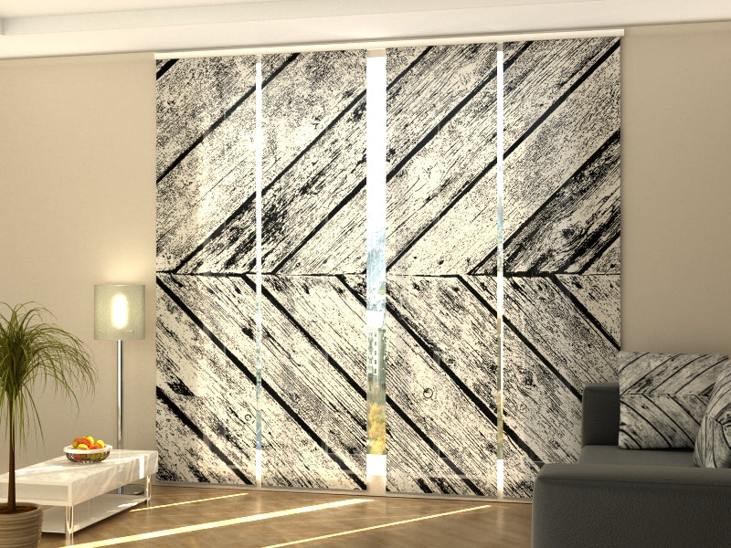 Set di 4 Tende a Pannello Legno Invecchiato Grigio — Foto