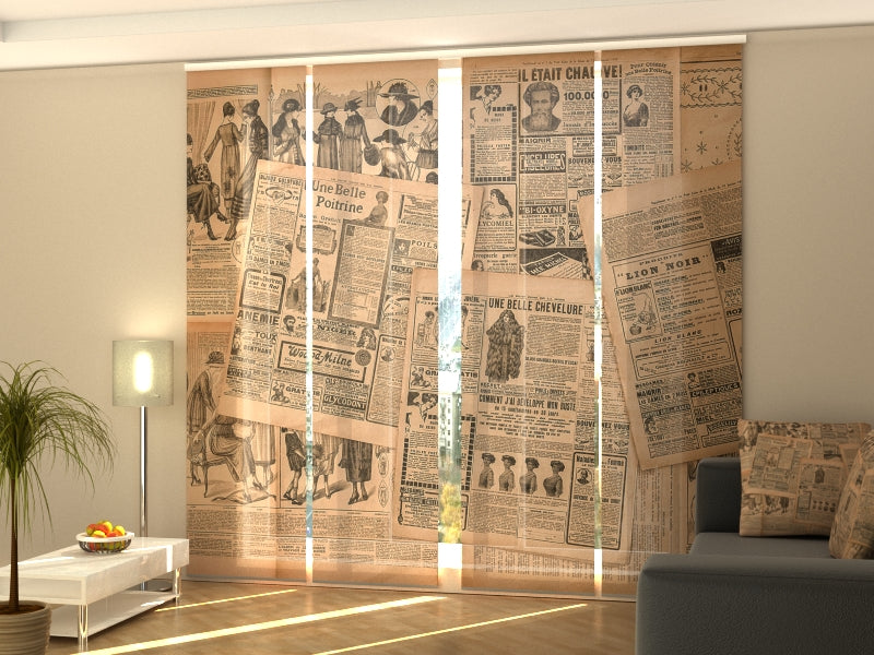 Set di 4 Tende a Pannello Vecchie Pagine di Giornale — Foto
