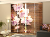Set di 4 Tende a Pannello Orchidea e Legno — Foto