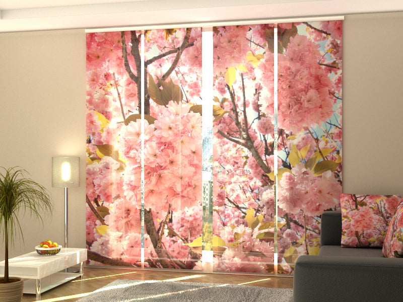 Set di 4 Tende a Pannello Sakura Rosa — Foto