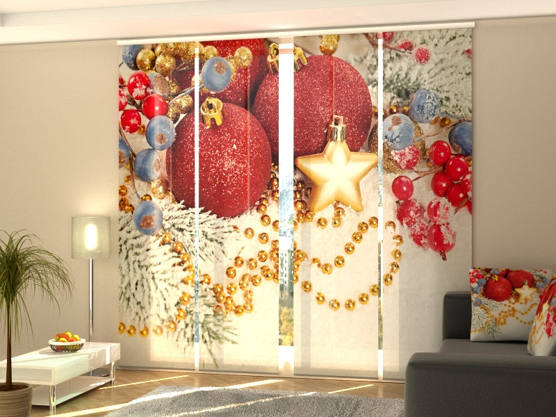 Set di 4 Tende a Pannello Decorazioni Natalizie Rosse — Foto