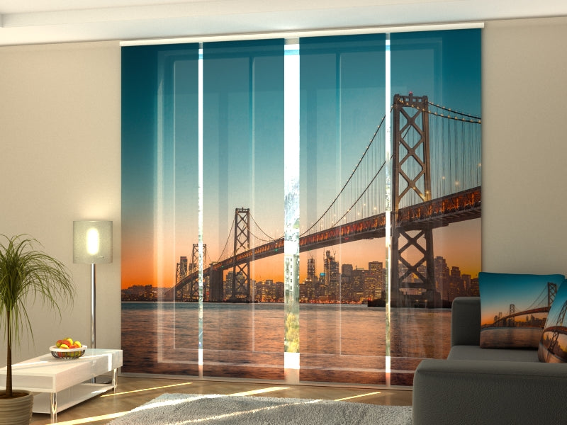 Set di 4 Tende a Pannello Skyline di San Francisco al Tramonto — Foto