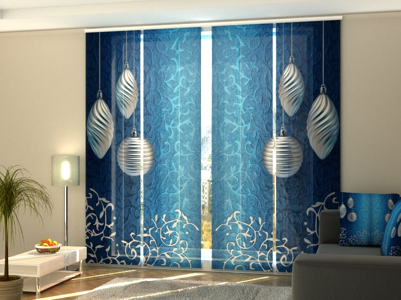 Set di 4 Tende a Pannello Decorazione Natalizia in Argento — Foto