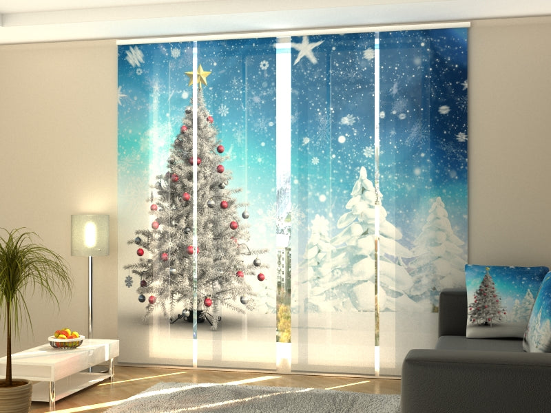 Set di 4 Tende a Pannello Alberi di Natale Bianchi — Foto