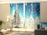 Set di 4 Tende a Pannello Alberi di Natale Bianchi — Foto