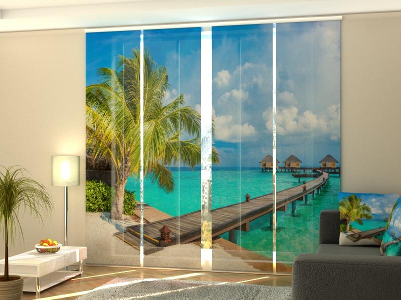 Set di 4 Tende a Pannello Bungalow alle Maldive — Foto
