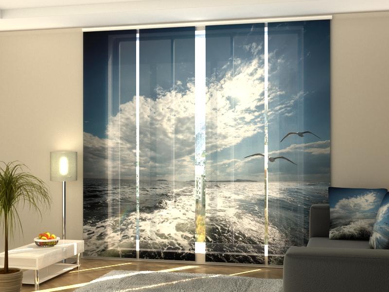 Set di 4 Tende a Pannello Gabbiani sopra il Mare Bianco — Foto