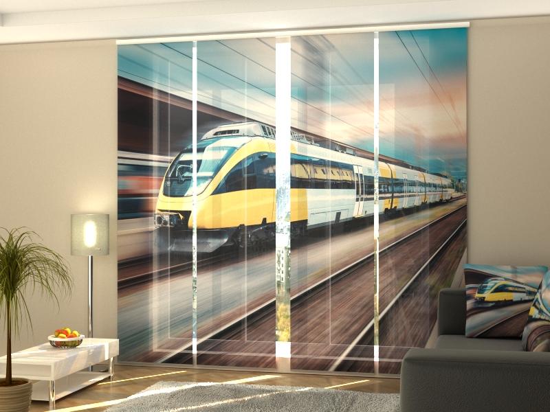 Set di 4 Tende a Pannello Treno Giallo ad Alta Velocità — Foto