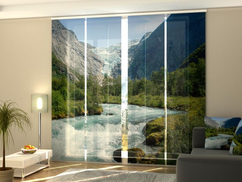Set di 4 Tende a Pannello Acqua Ghiacciata dal Ghiacciaio Norvegese — Foto