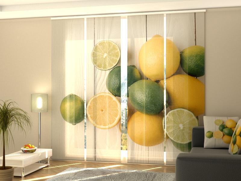 Set di 4 Tende a Pannello Lime e Limoni — Foto