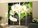 Set di 4 Tende a Pannello Orchidee con Pietre Yin Yang — Foto