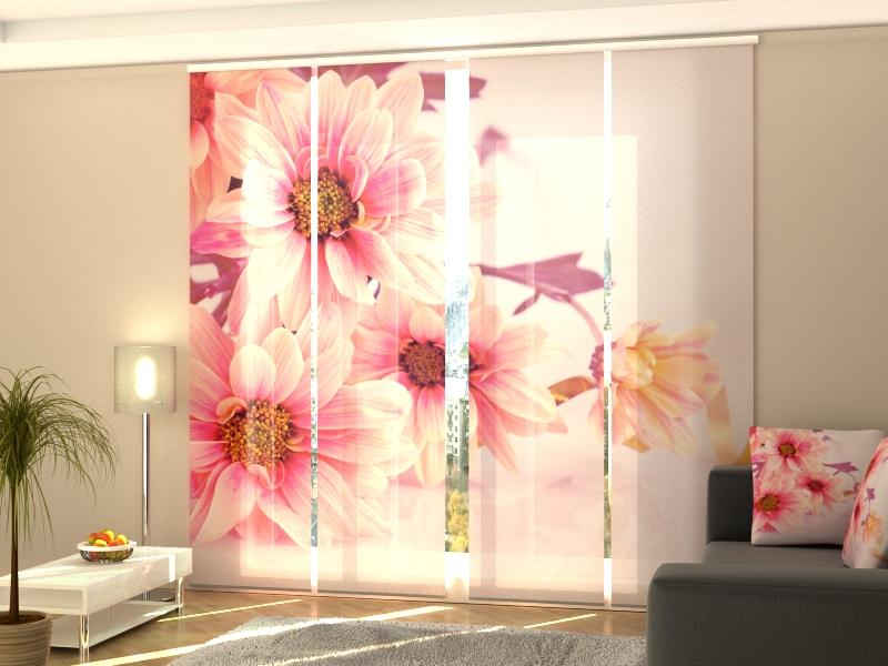 Set di 4 Tende a Pannello Gerbere Rosa — Foto