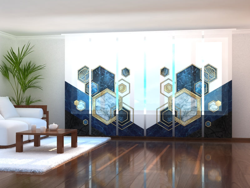 Set di 6 Tende a Pannello Mosaico di Marmo Blu — Foto