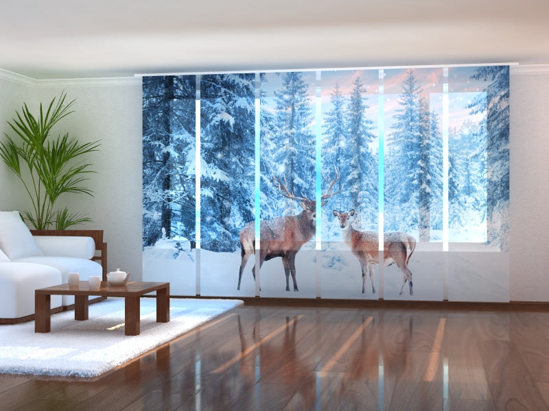 Set di 6 Tende a Pannello Natale Nobili Cervi — Foto