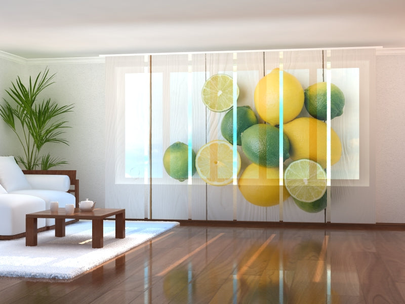Set di 6 Tende a Pannello Lime e Limoni — Foto