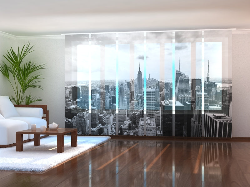 Set di 6 Tende a Pannello Veduta Aerea di Manhattan in Bianco e Nero — Foto