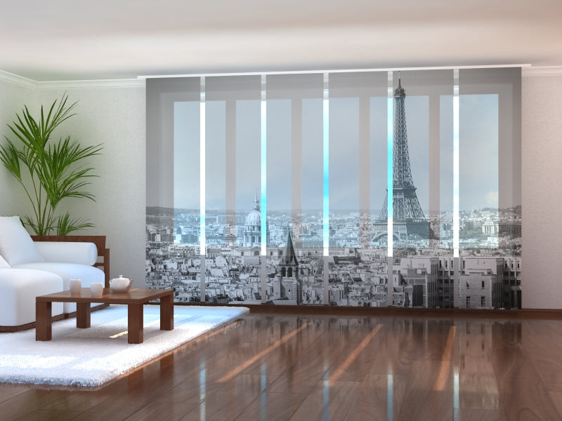 Set di 6 Tende a Pannello Mattinata a Parigi in Bianco e Nero — Foto