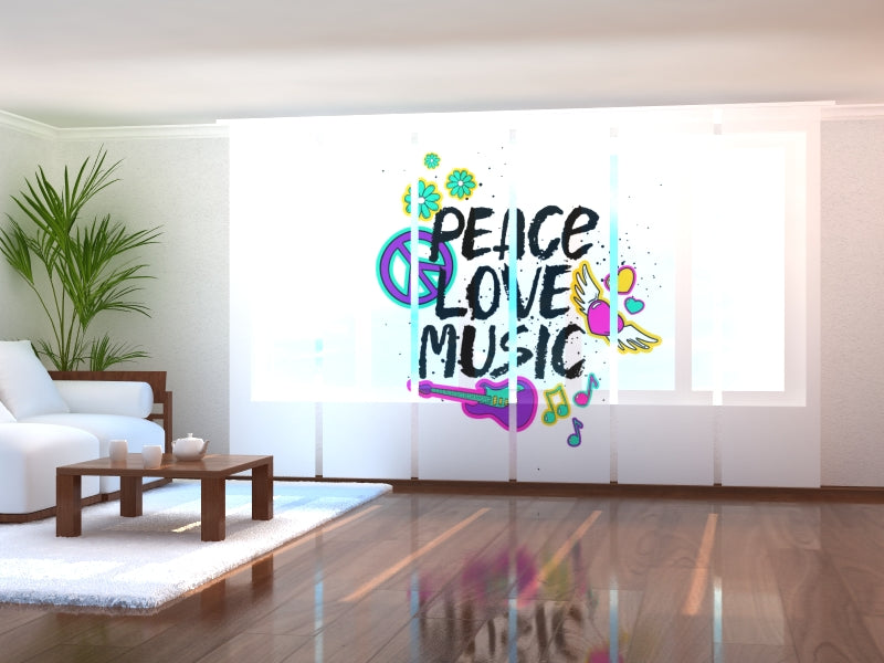 Set di 6 Tende a Pannello Peace Love Music — Foto