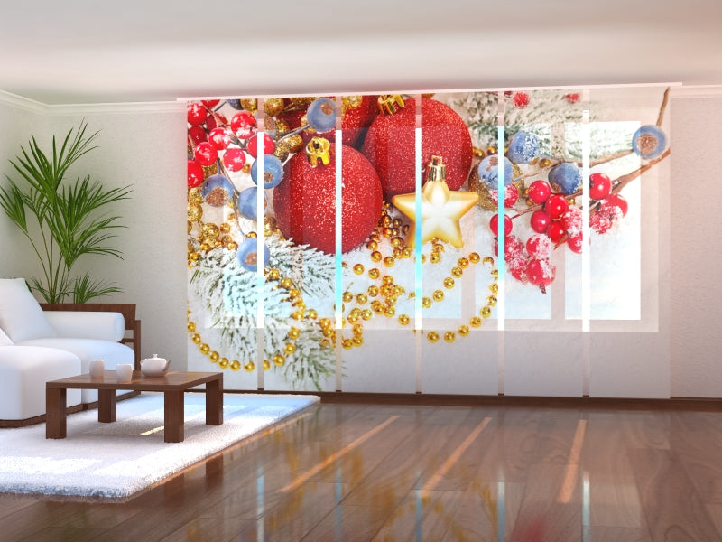Set di 6 Tende a Pannello Decorazioni Natalizie Rosse — Foto