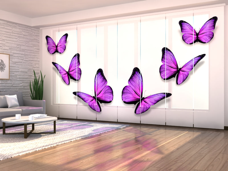Set di 8 Tende a Pannello Farfalle Viola — Foto
