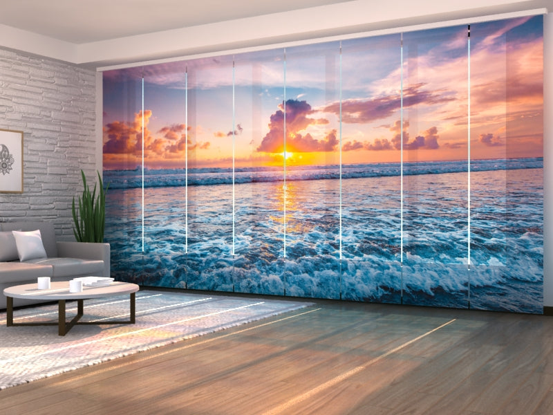 Set di 8 Tende a Pannello Tramonto sulle Onde dell'Oceano — Foto