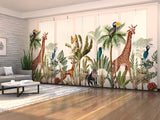 Set di 8 Tende a Pannello Alberi Tropicali e Animali della Giungla — Foto