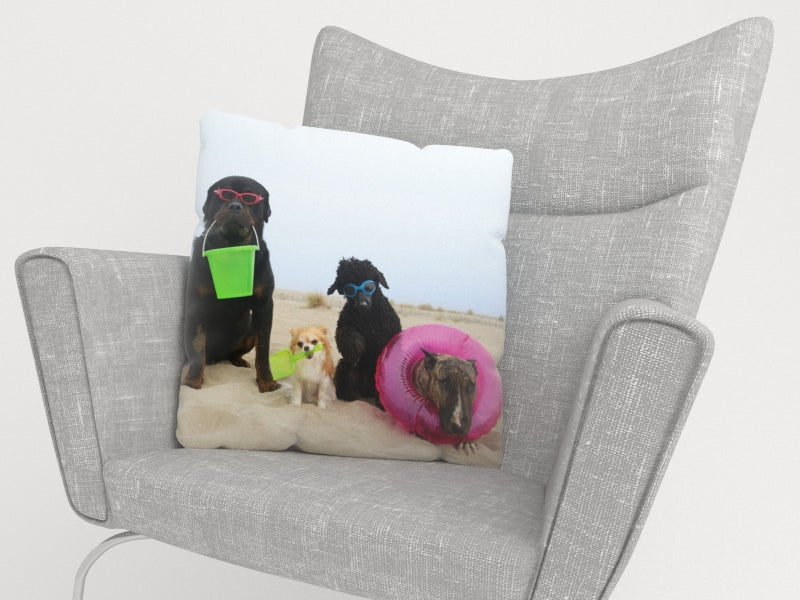 Federe per Cuscini Cani in Appoggio su una Spiaggia — Foto