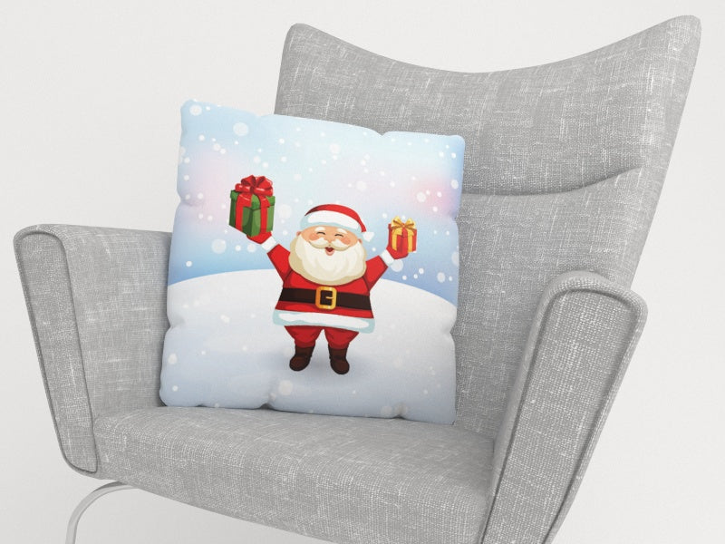 Federe per Cuscini Babbo Natale con un Regalo — Foto