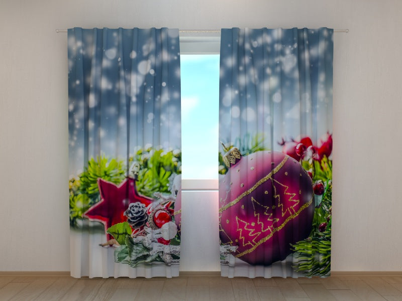Foto Tende Decorazioni Natalizie con Neve — Foto